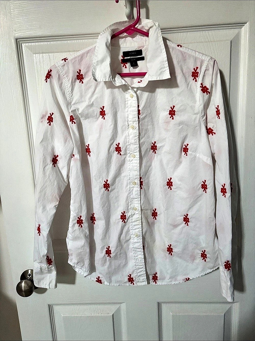 J.CREW Boat-knots Button Down in White & Red Size Small Slim (8)